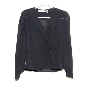 Vintage Chaus Semi-sheer Wrap Blouse Ruffle neckline Size 8